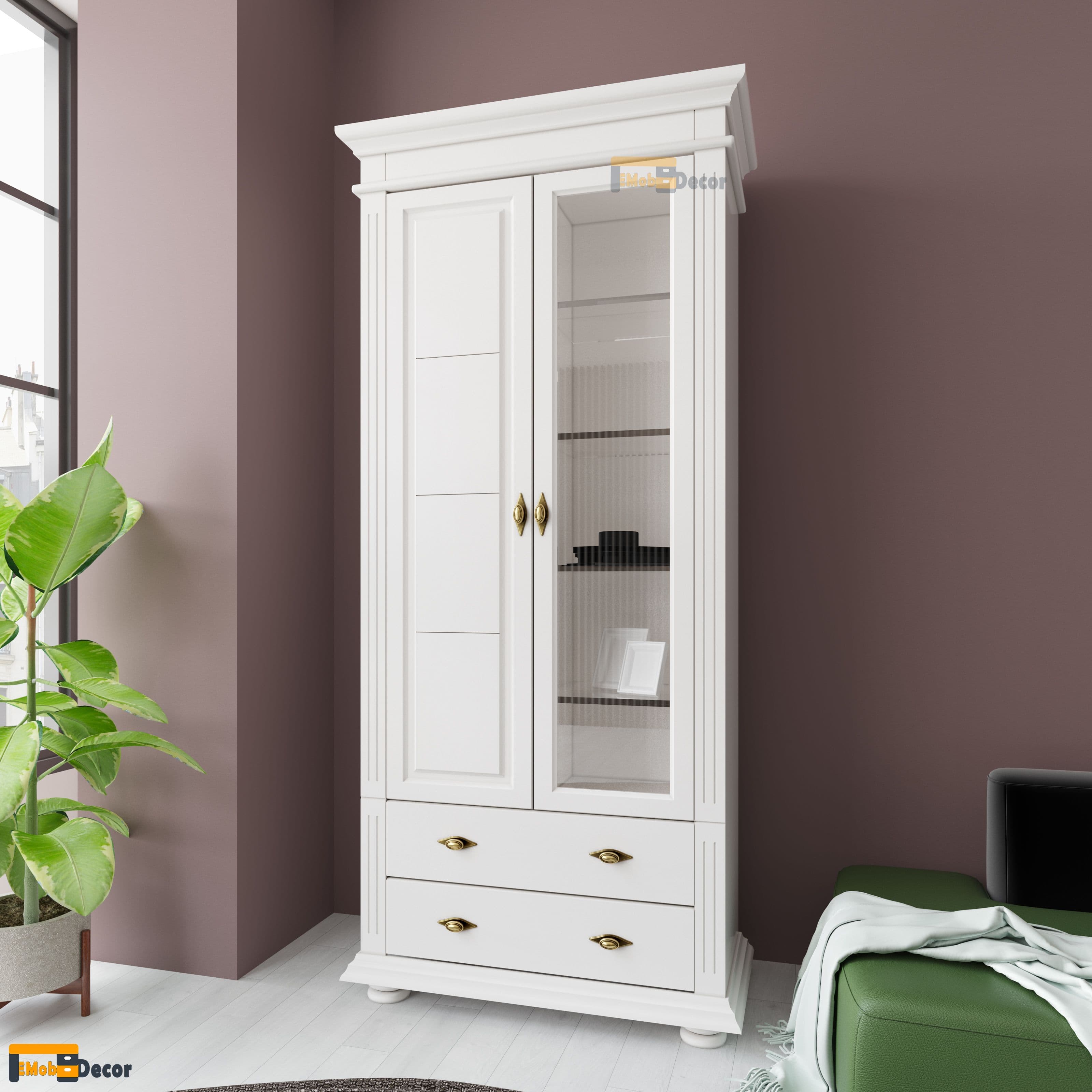 Vitrina Alba Blanca lemn masiv 98 x 38 x 200cm