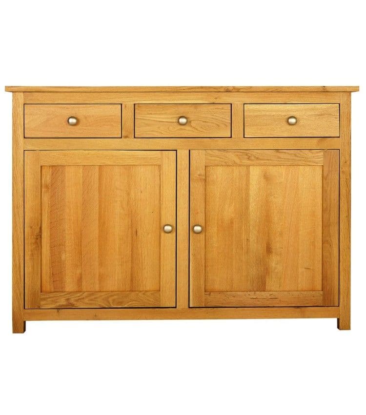 Bufet Elegance lemn masiv stejar, 2 uși și 3 sertare, 129 x 46.5 x 92.9 cm