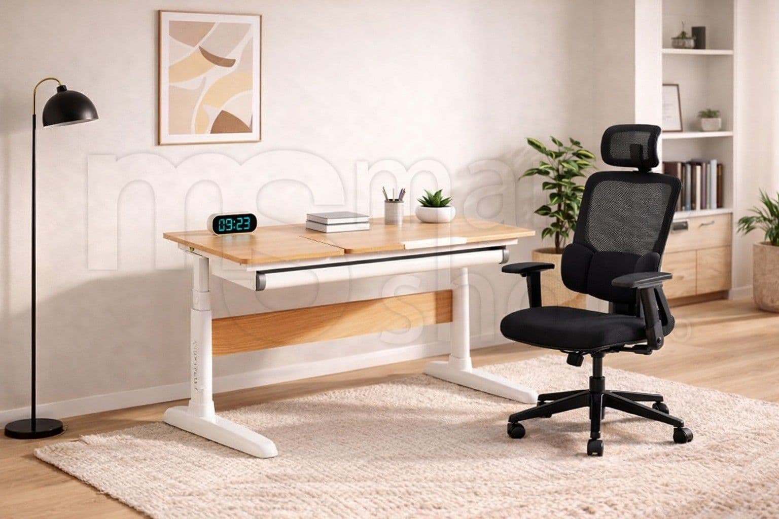 Birou reglabil pe înălțime natur – blat rabatabil, design premium, 120 cm
