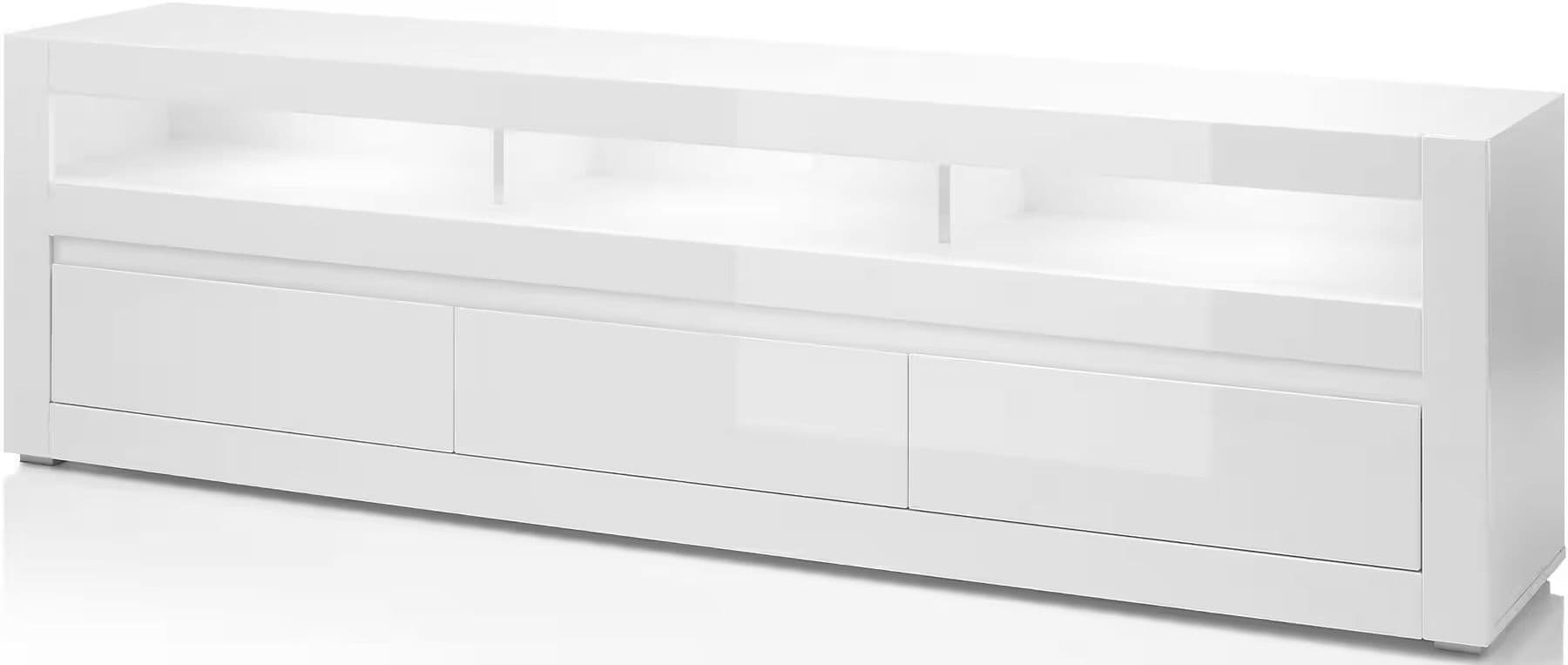 Vitrină modernă 149 cm, culoare alb-negru, 3 uși și 2 sertare, 6 rafturi și 5 compartimente, design spațios și elegant pentru depozitare și expunere în living