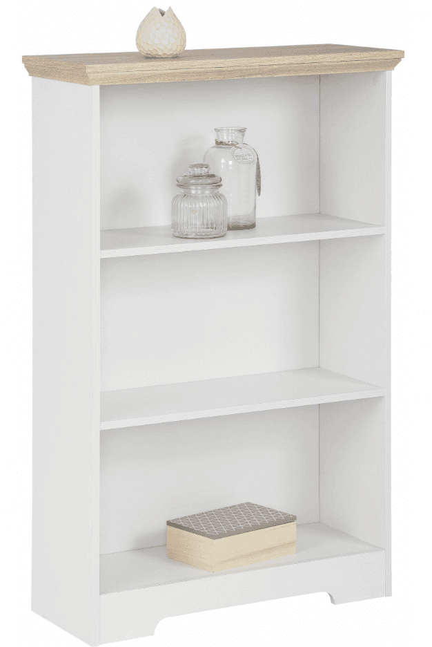 Bibliotecă alb stejar 73 cm cu rafturi spațioase, design modern pentru living, birou sau depozitare, înălțime 113 cm