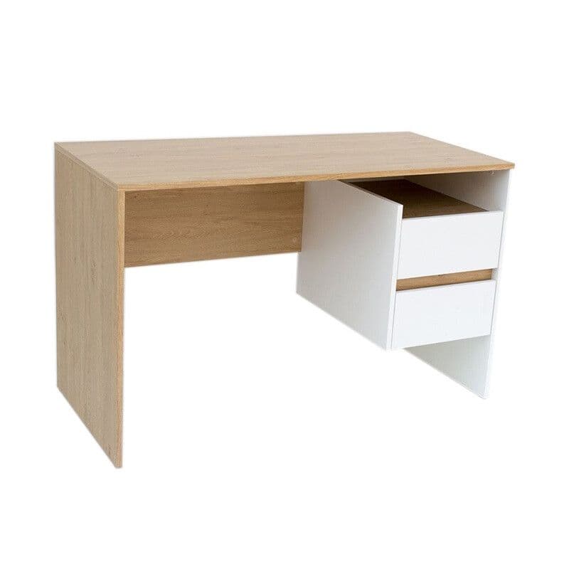 Birou HO – 2S cu 2 sertare, 120x55x75cm, stejar / alb