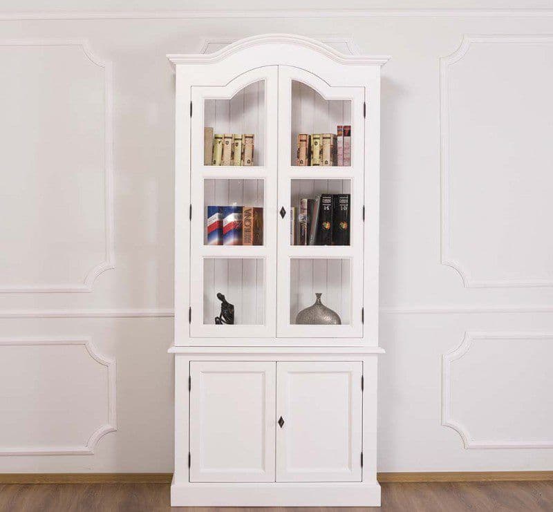 Vitrina din lemn masiv cu cornisa arcuita, 104 x 39 x 220 cm