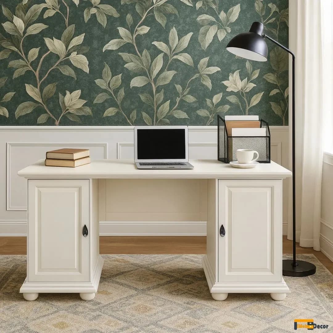 Birou Adele lemn masiv, 2 corpuri Alb 160 x 67 x 76.5cm