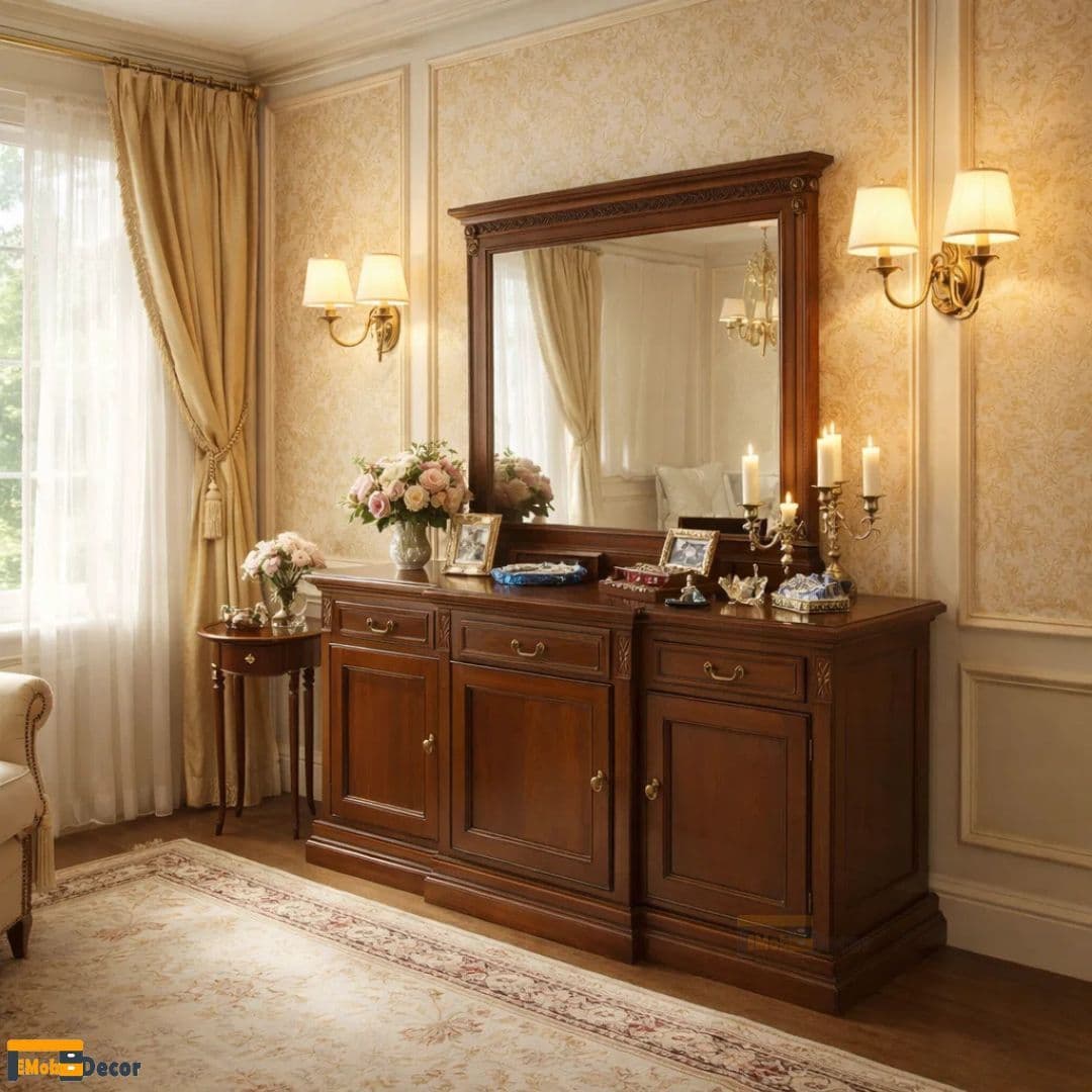 Bufet cu oglinda 3 uși Palermo lemn masiv 188.5 x 58 x 83.5 cm