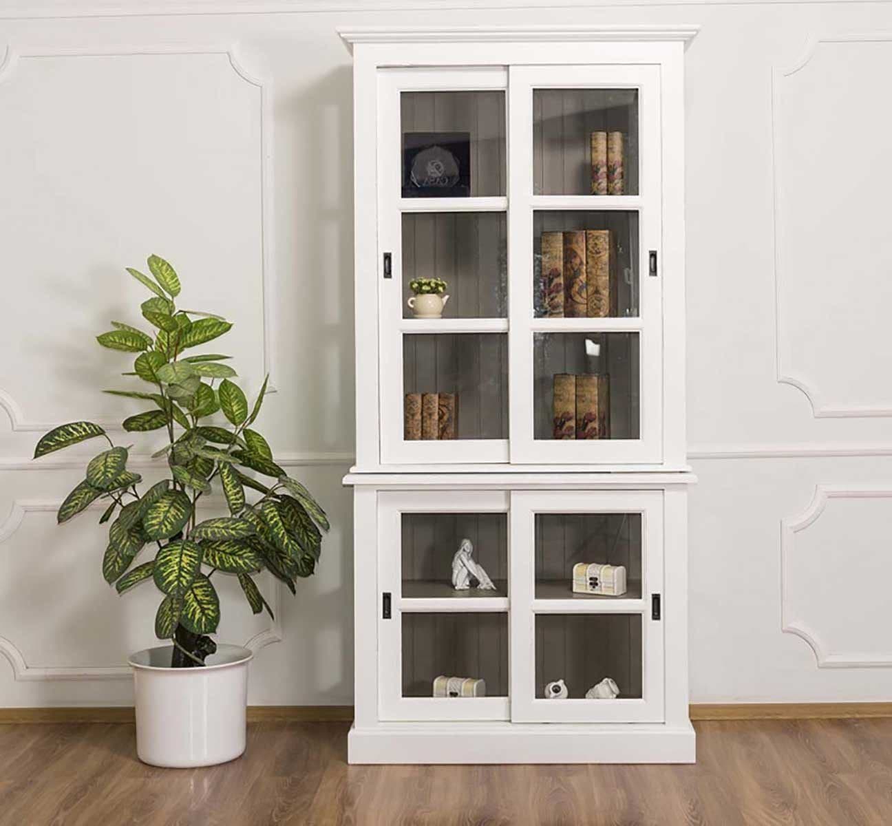 Vitrina din lemn masiv cu 4 usi culisante, 110 x 47 x 220 cm