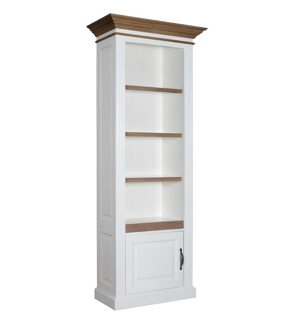 Biblioteca ingusta Lovely Oak, 1 usa, lemn masiv si mdf, 96 x 38 x 205