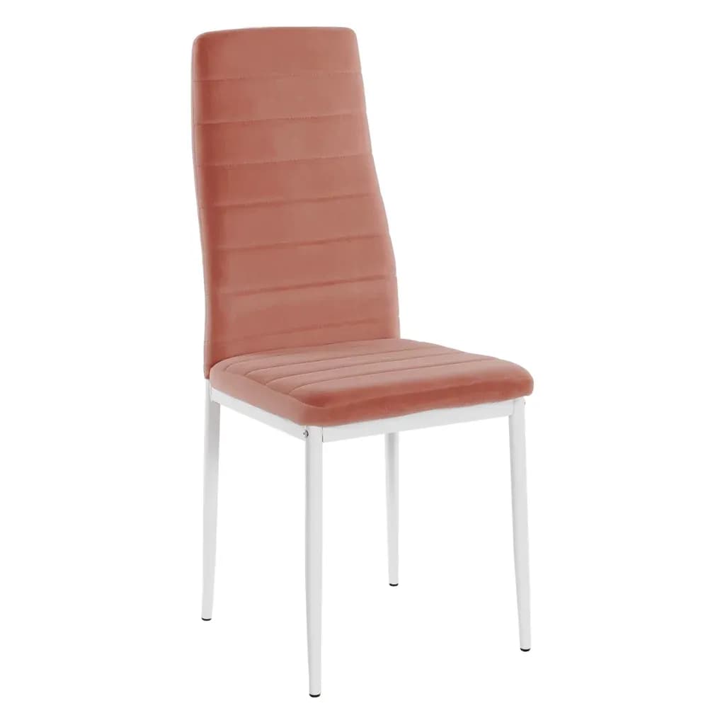 Scaun, tesatura de catifea roz / metal alb, Coleta Nova