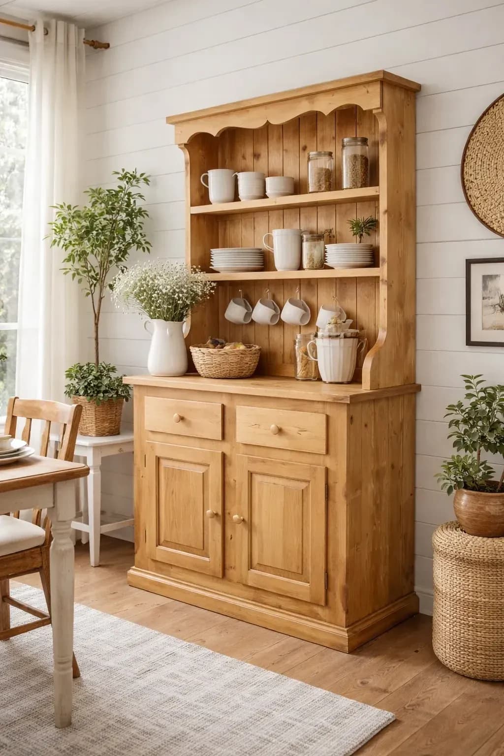 Bufet de bucatarie Rustic lemn masiv 106 x 46/30 x 199 cm