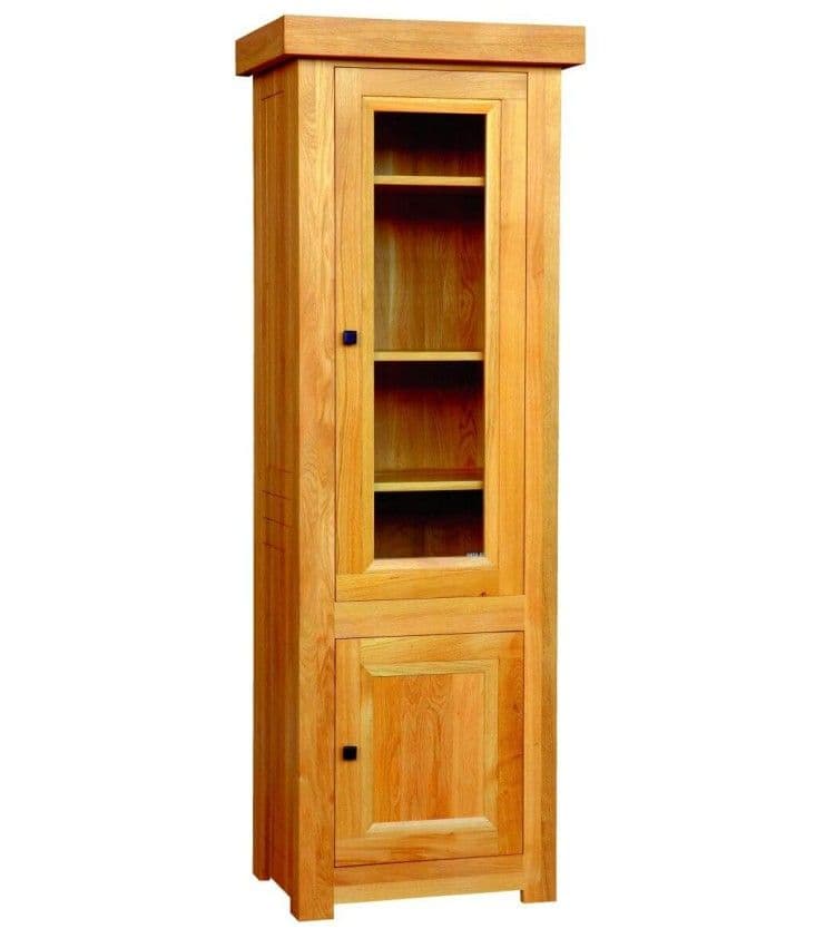 Vitrina ingusta Abusson lemn masiv stejar, 2 uși, 68 x 49 x 194.8 cm