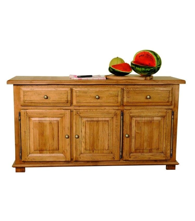 Bufet Heritage lemn masiv stejar, 3 uși și 3 sertare, 152.5 x 45 x 82 cm