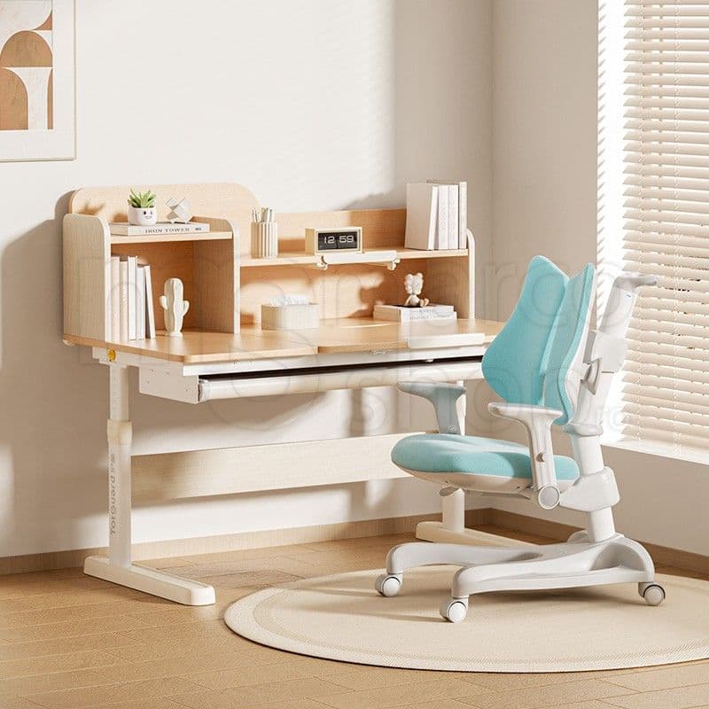 Birou ergonomic pentru copii si adolescenti cu reglaj pe inaltime, raft organizator si panou inclinabil