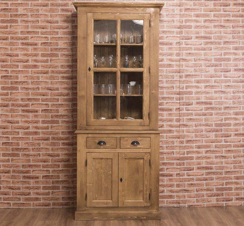 Bufet lemn masiv cu vitrina, 95 x 47 x 225 cm