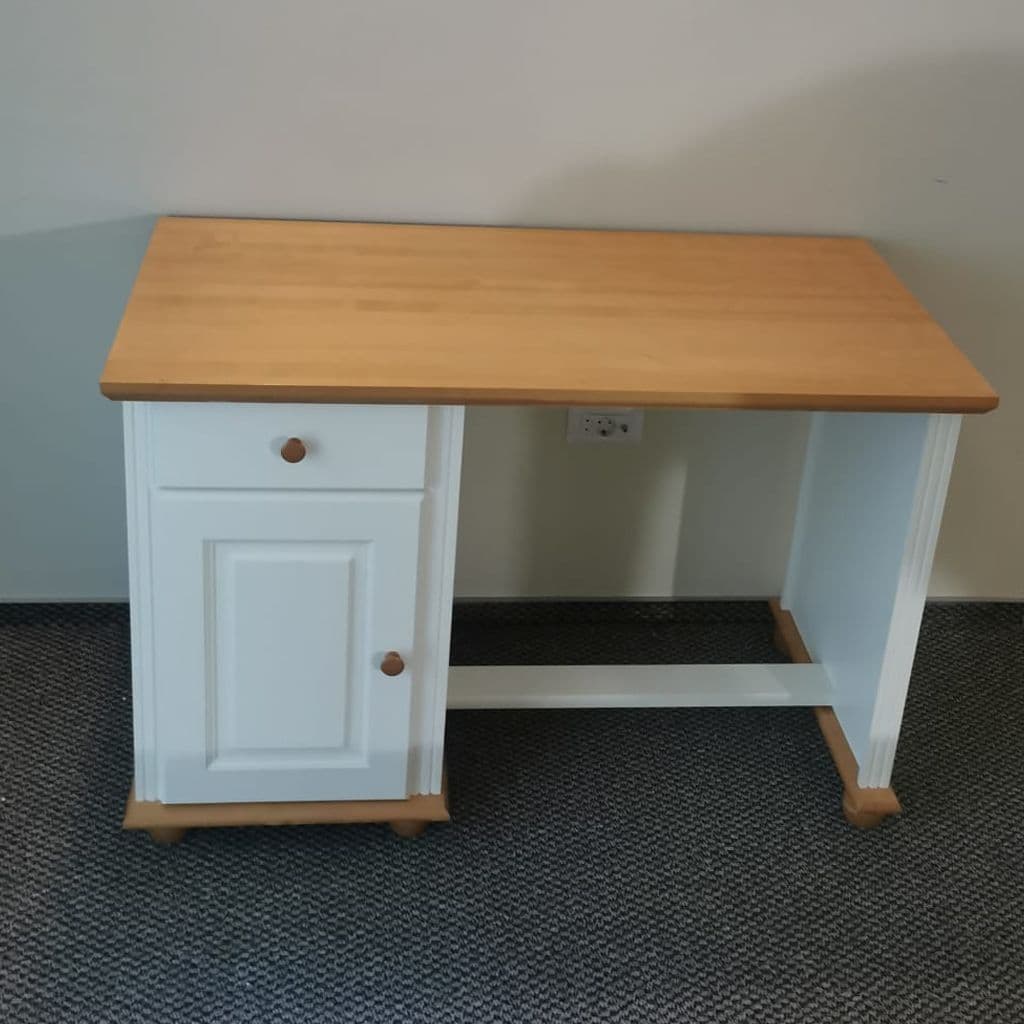 Birou Select lemn masiv, alb/stejar 120 x 60 x 74 cm