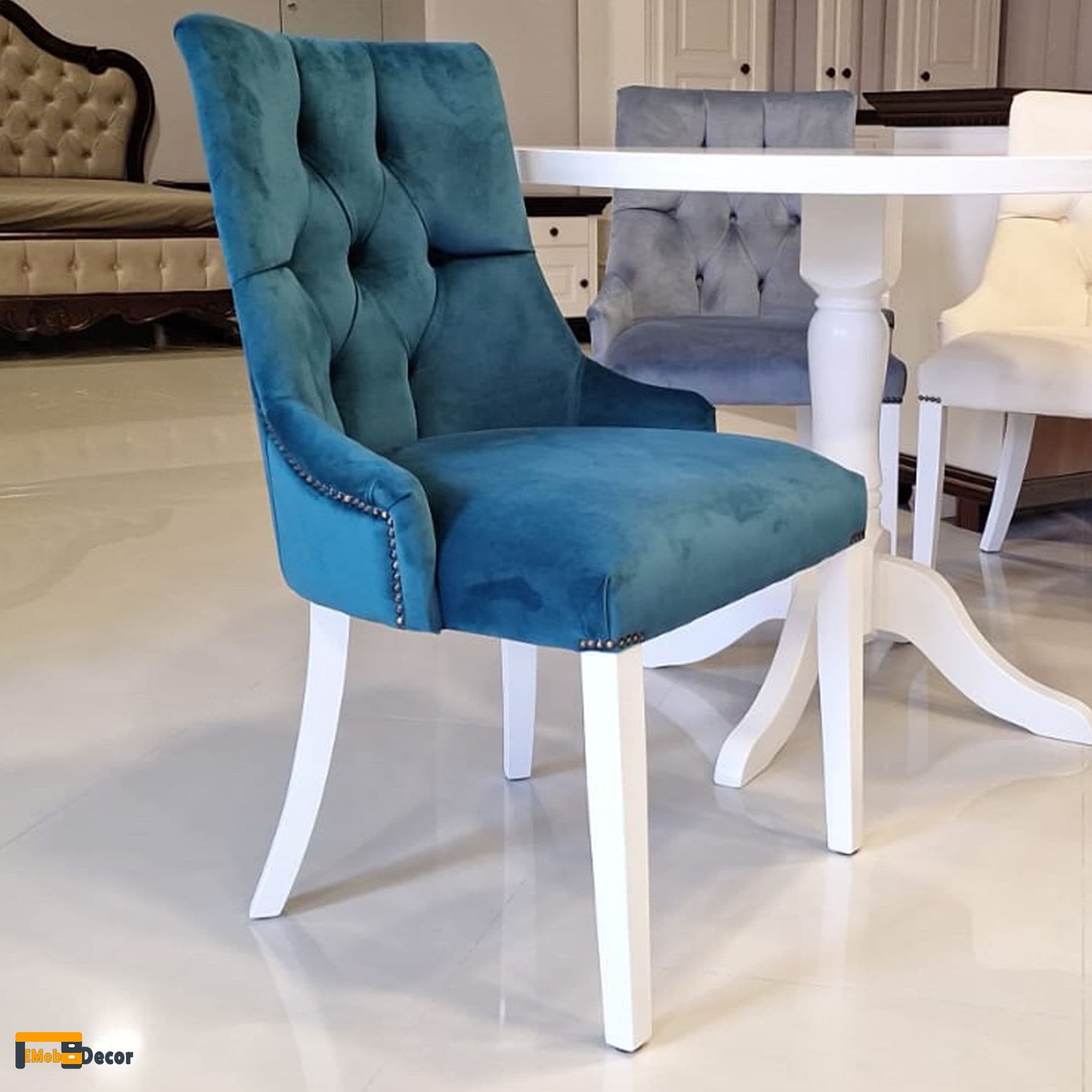 Scaun tapitat catifea Apollo, turquoise 48 x 56 xm 104 cm