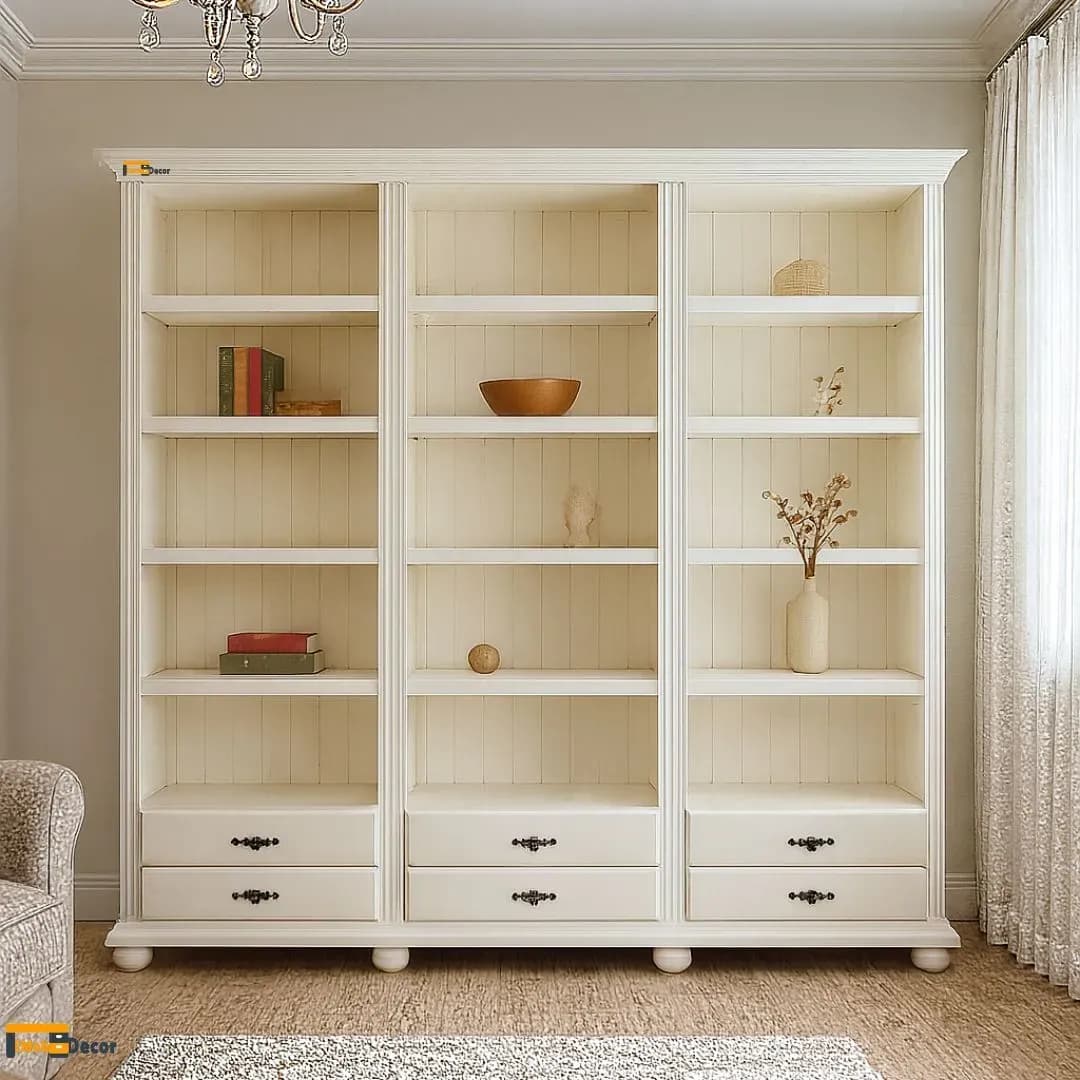 Biblioteca Luxus lemn masiv, Alb 249 x 45 x 203cm