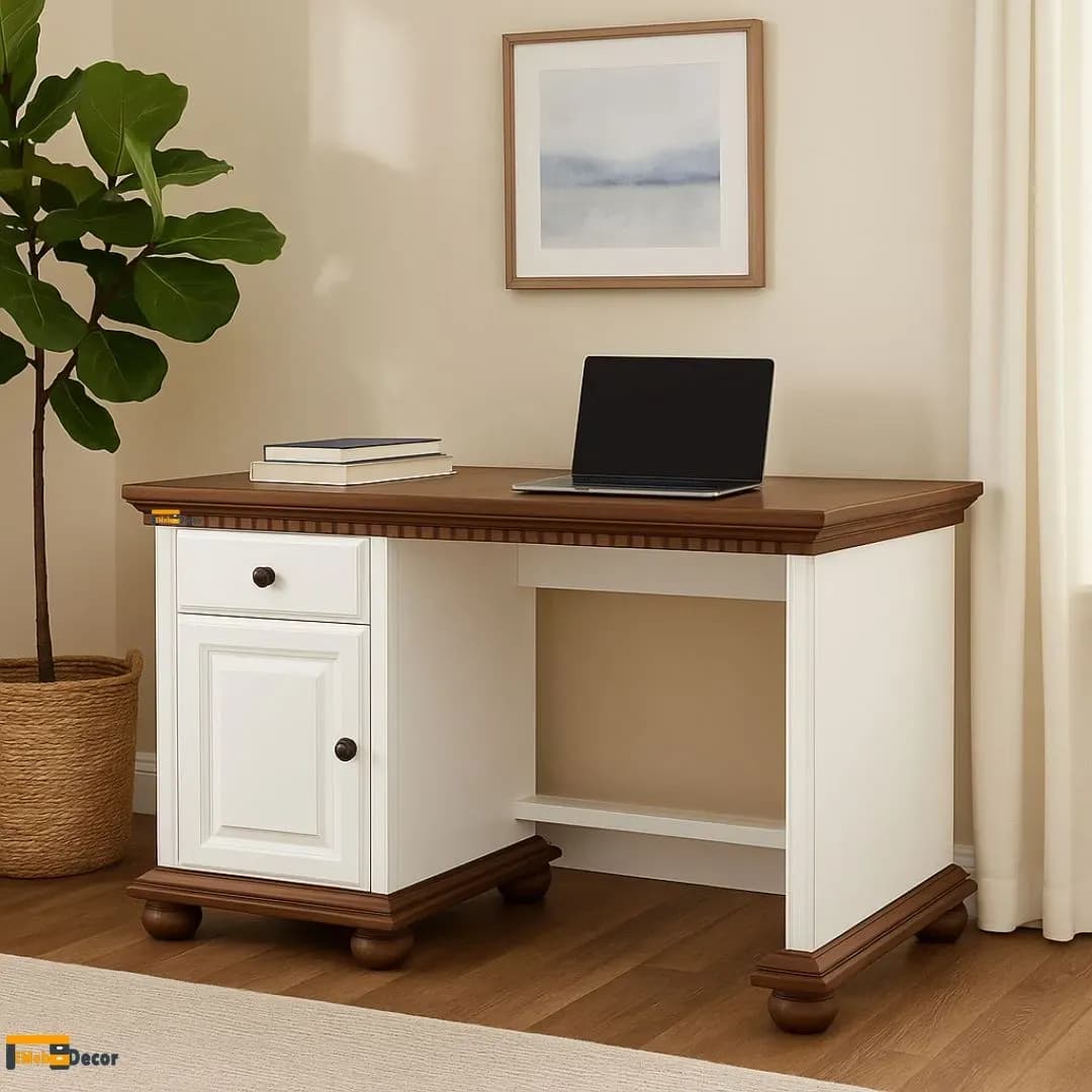 Birou Luxus lemn masiv Alb Nuc 120 x 65.5 x 80cm