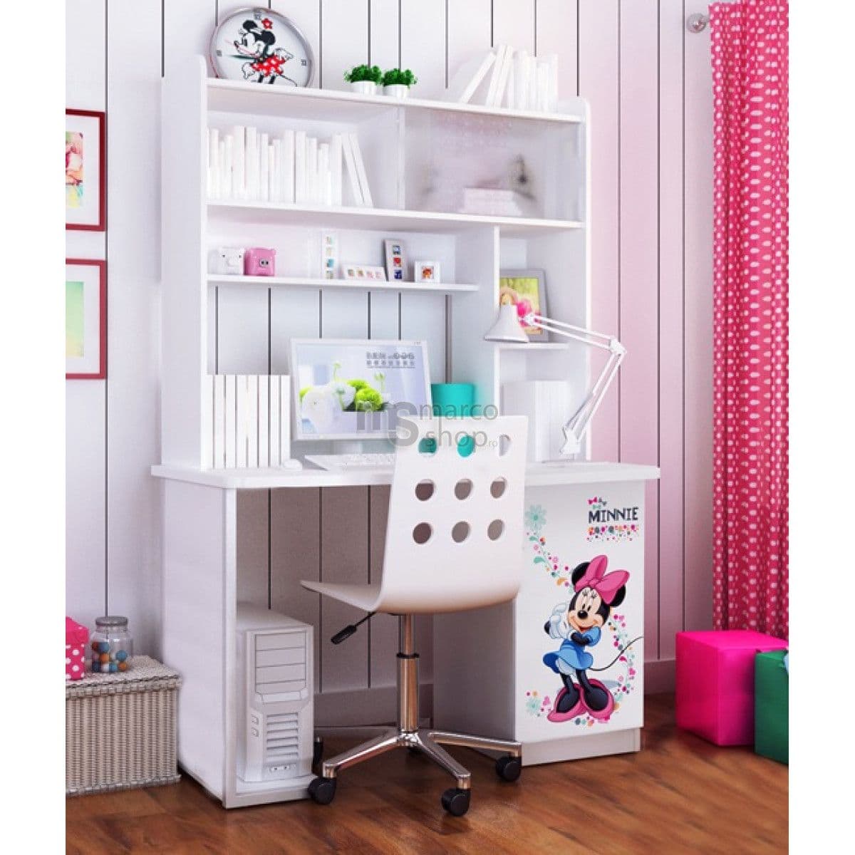 Birou cu etajera Minnie Mouse