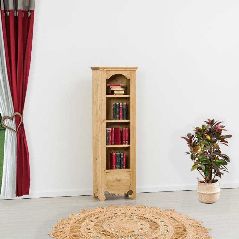 Biblioteca ingusta Rustic Flame, lemn masiv, 50 x 35 x 160 cm