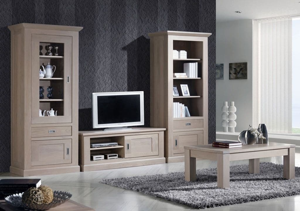 Biblioteca Berlin lemn masiv stejar cu 1 ușă și 1 sertar 80 x 45 x 200 cm