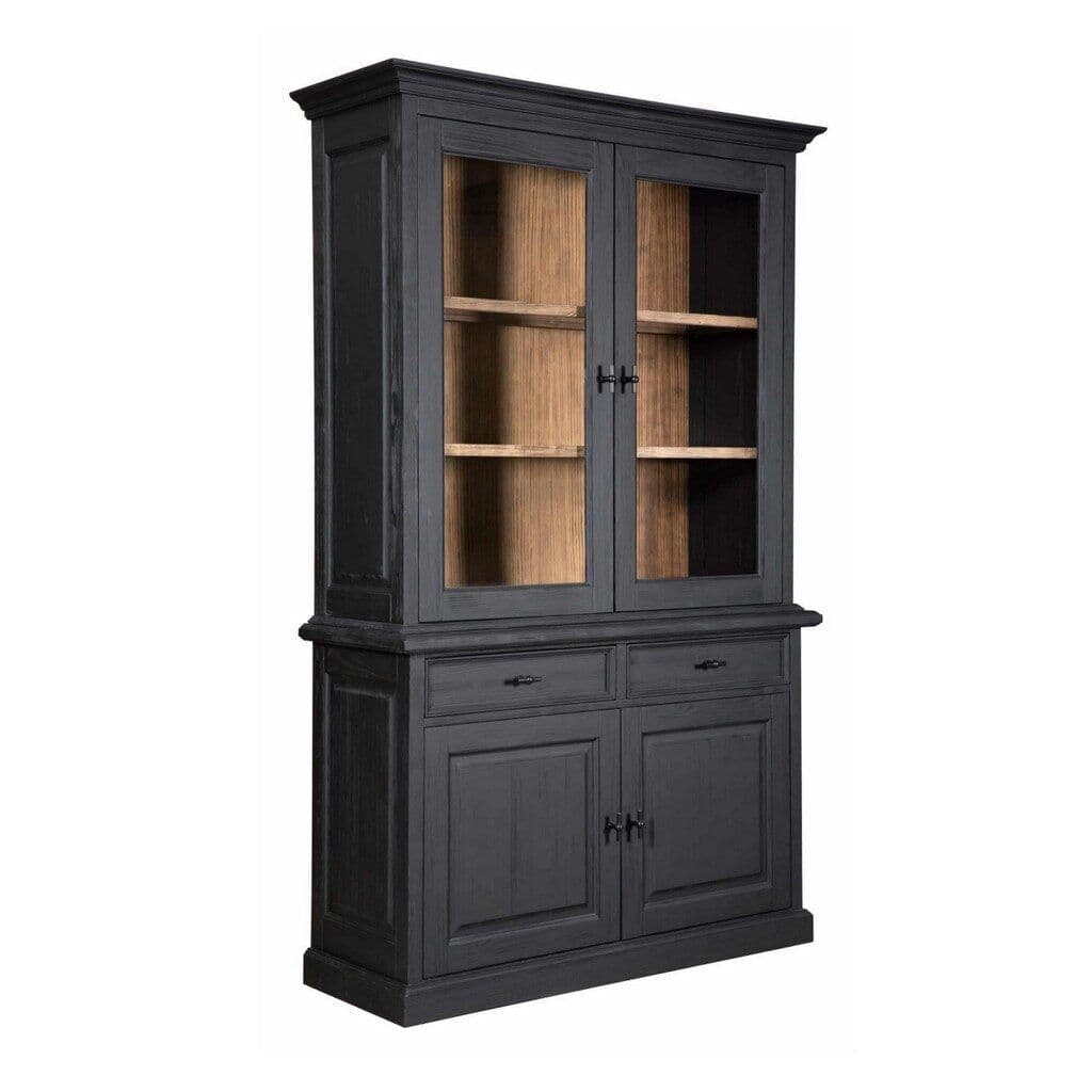 Bufet cu vitrina Arctic Wood 4 usi si 2 sertare, finisaj carbon