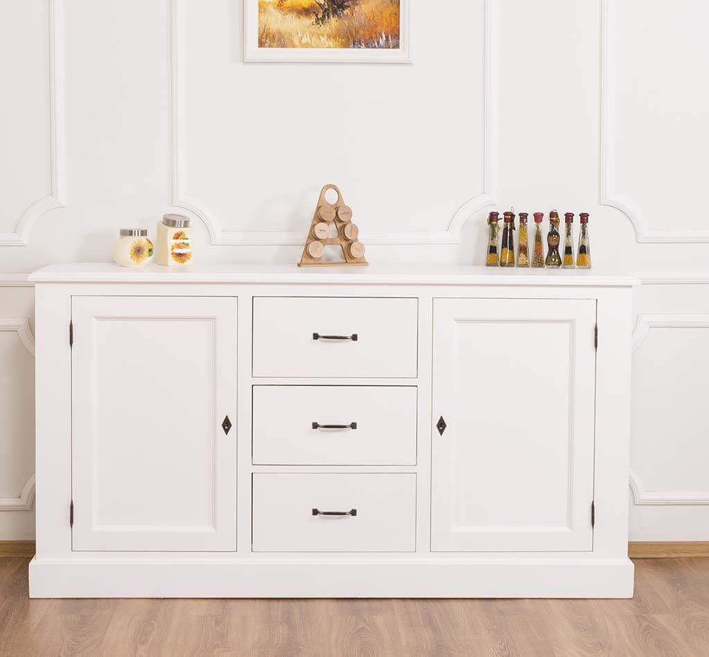 Bufet cu 2 usi si 3 sertare lemn masiv, 173 x 47 x 93 cm
