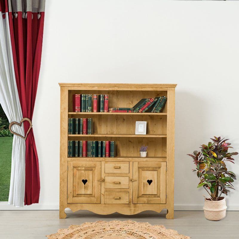 Biblioteca Rustica, lemn masiv, 160 x 48 x 160 cm