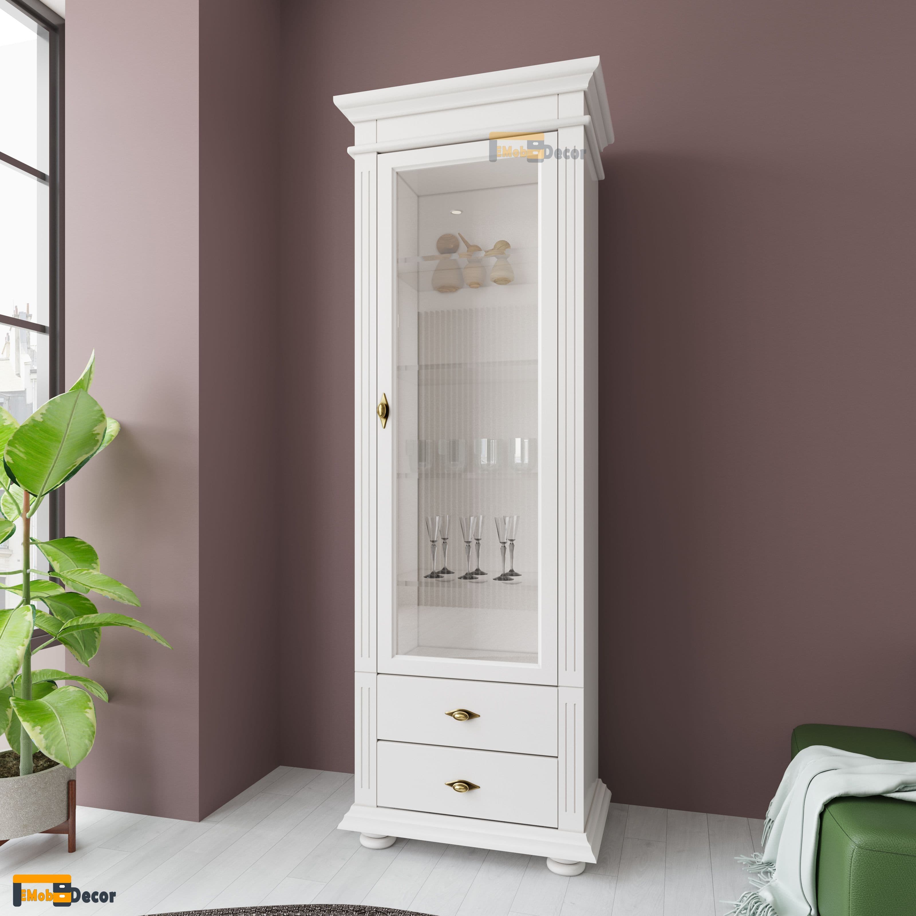 Vitrina Blanca lemn masiv 65 x 38 x 200cm
