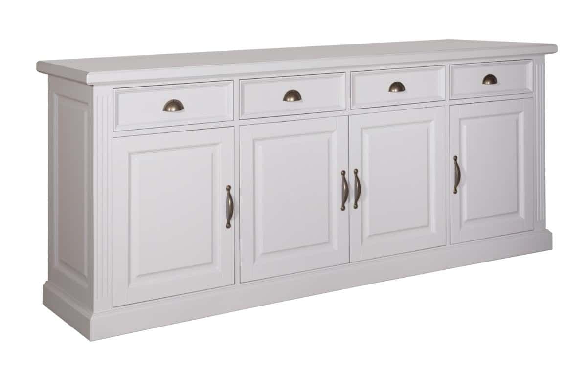 Bufet Lovely alb cu 4 usi si 4 sertare, 224 x 50 x 93 cm