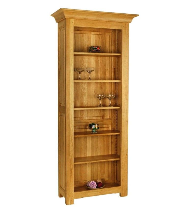 Bibliotecă Country lemn masiv stejar, 5 polite reglabile, 85 x 35.5 x 194 cm