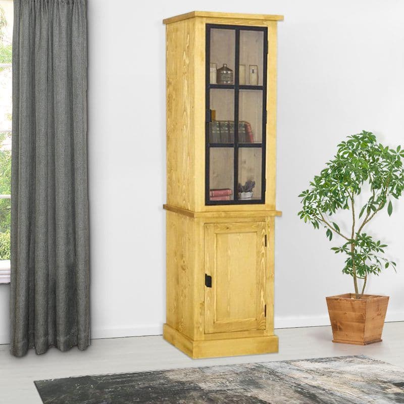 Vitrina ingusta Industrial Wood, lemn masiv, 59 x 45 x 203 cm