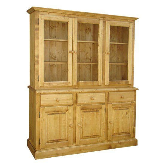 Bufet de bucatarie lemn masiv Inka cu vitrina, 160 x 48 x 199 cm