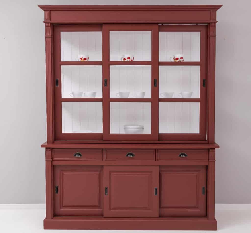 Bufet cu vitrina si usi culisante lemn masiv, 180 x 51 x 220 cm