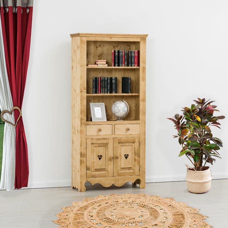 Biblioteca Rustica lemn masiv, 93 x 38 x 196 cm