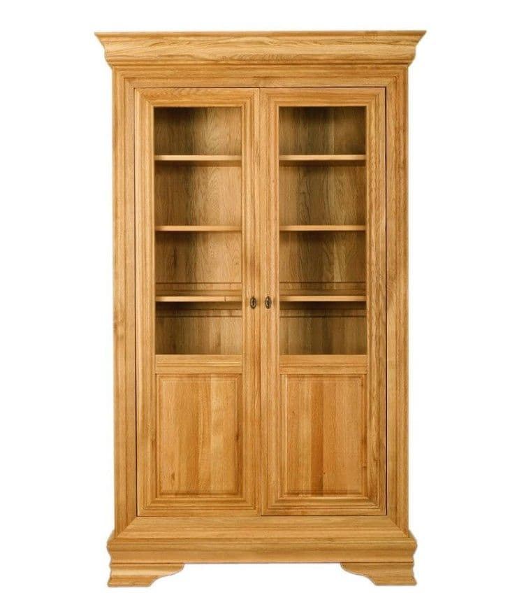 Vitrina Chancellor lemn masiv stejar, 2 uși, 119 x 44 x 201 cm