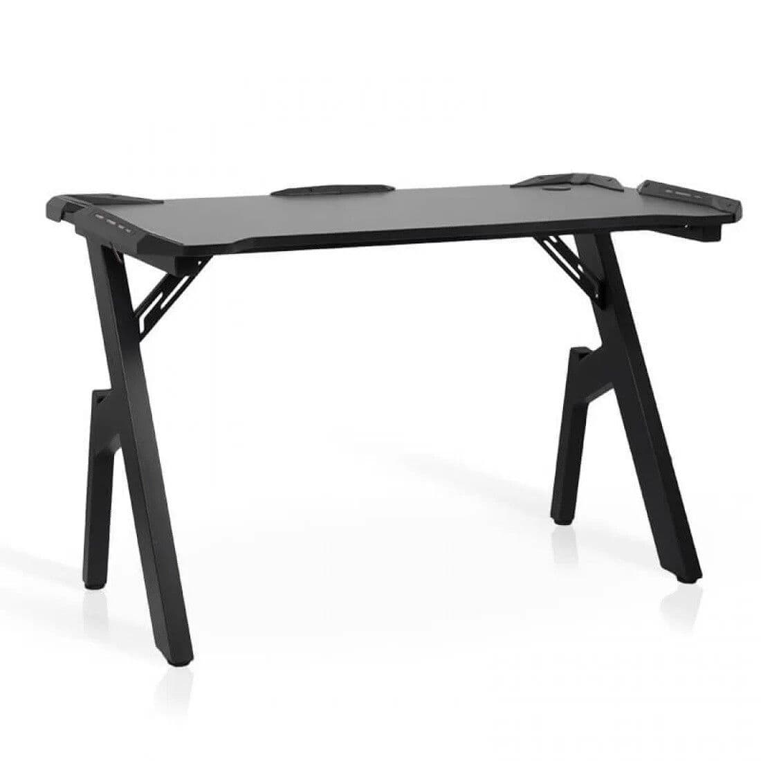 Birou gaming cu iluminare LED, negru