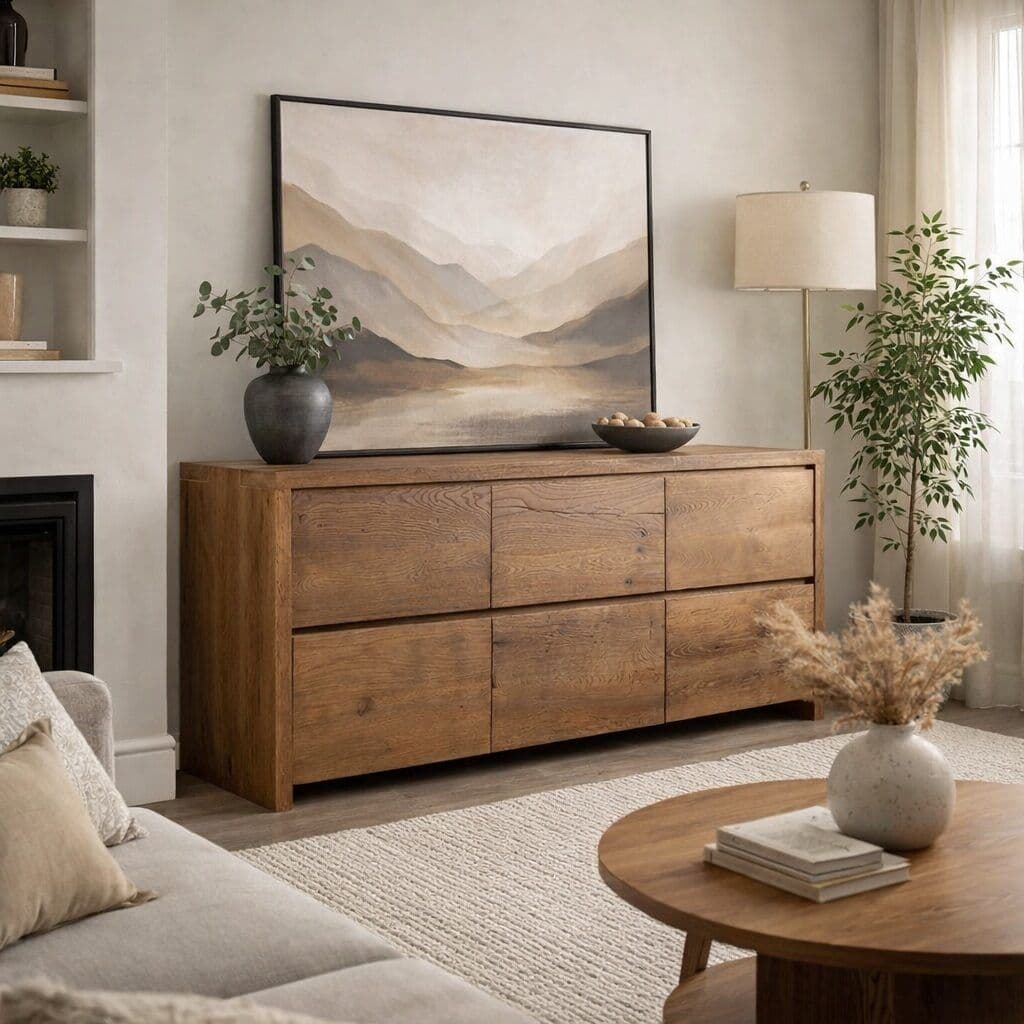 Bufet cu 6 sertare Massivo, Lemn Masiv Stejar, 183 x 51 x 72 cm