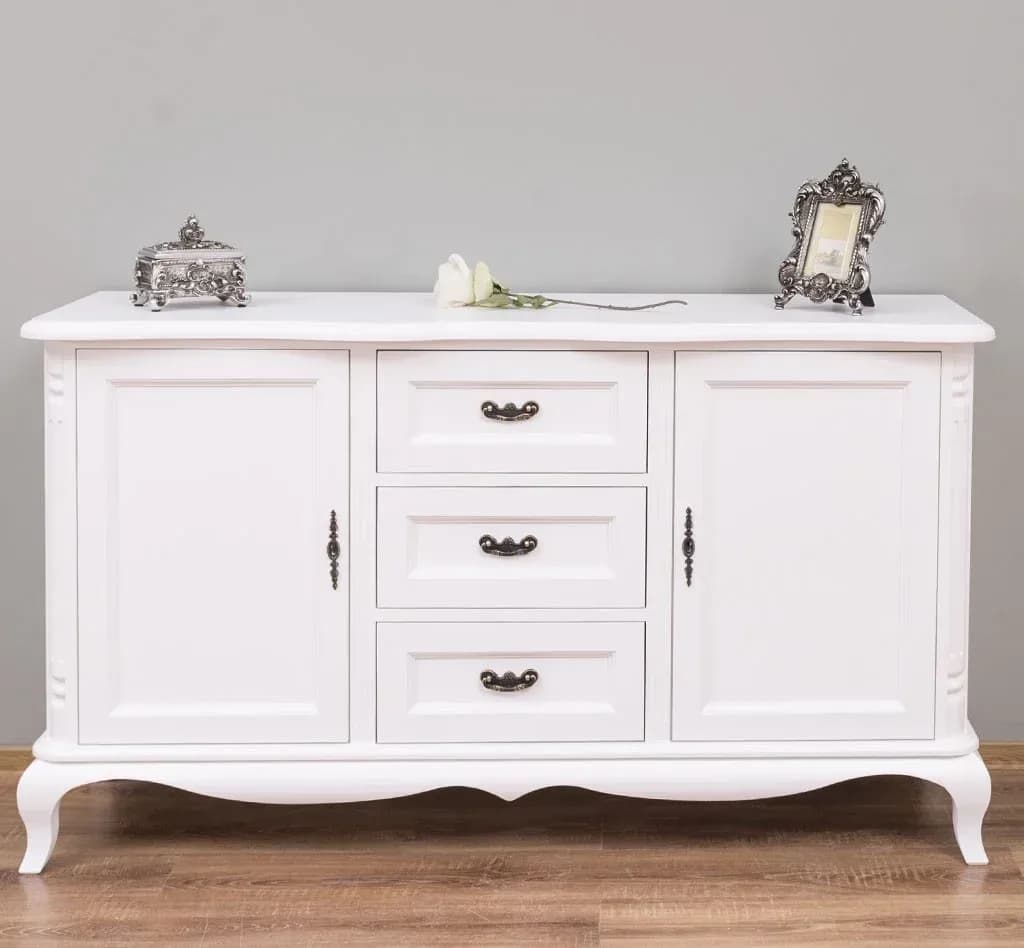Bufet Julietta Classy, 2 usi si 3 sertare lemn masiv, 158 x 48 x 89 cm