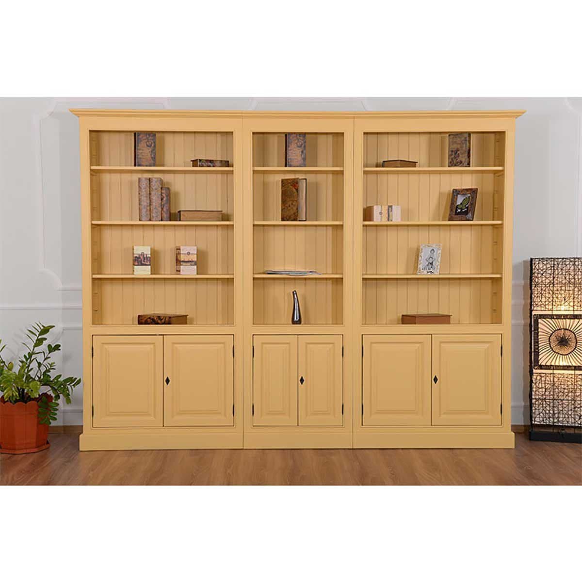 Biblioteca lemn masiv formata din 3 corpuri, 279 x 39 x 210 cm