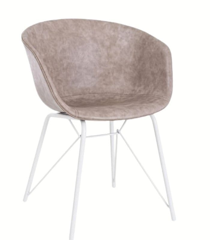 SCAUN VINTAGE WARHOL, BEIGE, CADRU ALB