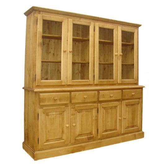 Bufet de bucatarie lemn masiv Inka cu vitrina, 200 x 48 x 199 cm