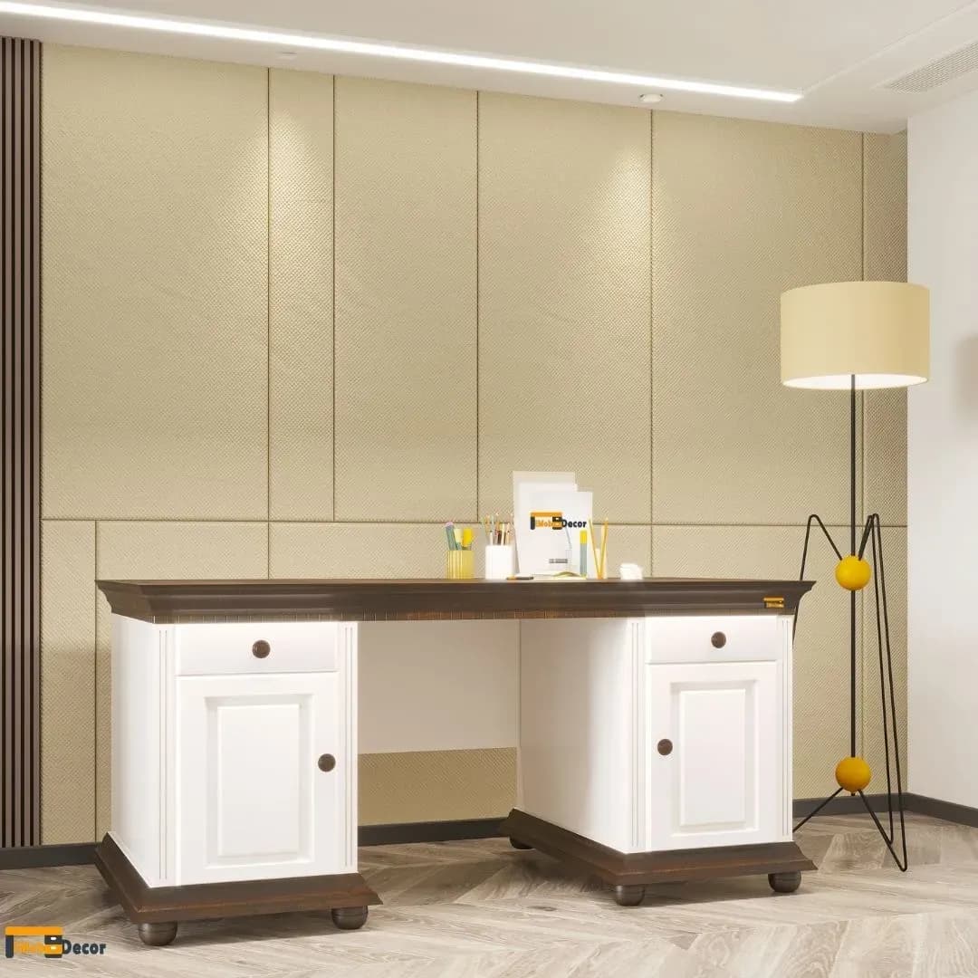 Birou lemn masiv Luxus Alb/Nuc 160 x 75 x 78cm