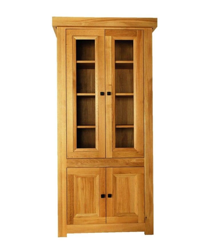 Vitrina Abusson lemn masiv stejar, 4 uși, 94 x 41.5 x 194.8 cm